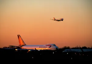 Boeing 747 Prints: Airport Sunset Heathrow Print