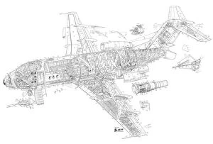 Fokker F.28 Fellowship Cutaway Drawing