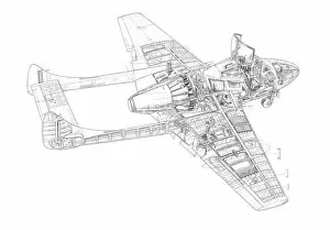 Images Dated 6th April 2011: De Havilland Vampire Trainer Cutaway Drawing