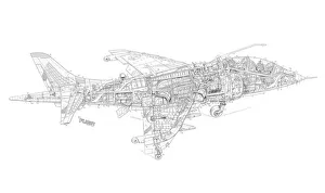 Hawker Siddeley Harrier 2-seat T2 Cutaway Drawing Hawker Siddeley Harrier 2-seat T2 Cutaway Drawing