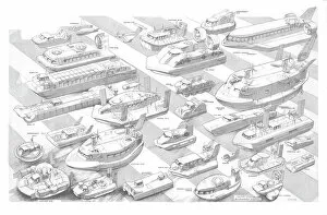 Images Dated 31st March 2011: Hovercraft through the ages Cutaway Drawing