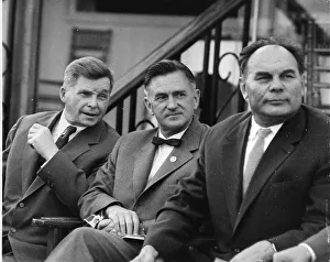 <b class=qtipBold><figcaption>Illyushin, Antonov, Leschenko</figcaption></b><br>Soviet designers at British Air Show, Farnborough. Photo taken; 5th September 1951<br><em>© Flightglobal 2012</em> Illyushin, Antonov, Leschenko