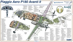 Business Aircraft Cutaways Gallery: Piaggio Aero P180 Avanti II Cutaway Poster