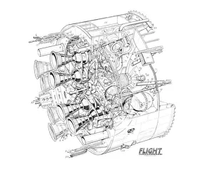 Images Dated 31st March 2011: Royal Aircraft Establishment Black Arrow Rear Jet Engine Cutaway Drawing