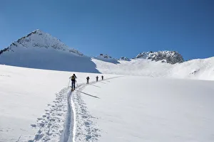 Adamello group, ski mountaineering at Pisgana glacier, Lombardy, Italy Adamello group, ski mountaineering at Pisgana glacier, Lombardy, Italy