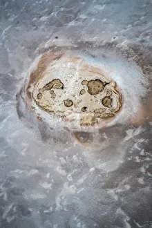 Aerial of mound spring at Halligan Bay, Kati Thanda-Lake Eyre, South Australia, Australia Aerial of mound spring at Halligan Bay, Kati Thanda-Lake Eyre, South Australia, Australia