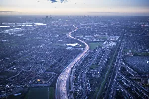 Aerial view of A13, Newham, East End, London, England Aerial view of A13, Newham, East End, London, England