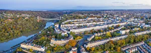 Bristol Landmarks Prints: Aerial view over the Avon Gorge, Clifton Suspension Bridge, Clifton, Bristol, England