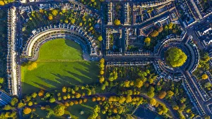 Aerial view over the Circus, Bath, Somerset, England Aerial view over the Circus, Bath, Somerset, England