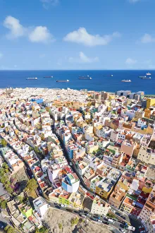 Aerial view of colorful buildings at Las Palmas. Gran Canaria, Canary Islands, Spain Aerial view of colorful buildings at Las Palmas. Gran Canaria, Canary Islands, Spain