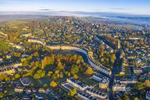 Aerial view over the Georgian city of Bath and Lansdown Cresent, Somerset, England Aerial view over the Georgian city of Bath and Lansdown Cresent, Somerset, England