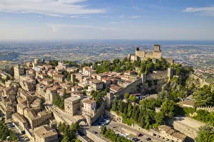 Aerial view of the historic centre San Marino, San Marino, Italy Aerial view of the historic centre San Marino, San Marino, Italy