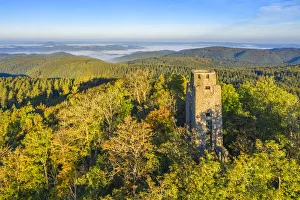 Aerial view on Kaiser-Wilhelm-Tower on Hohe Acht, highest mountain of the Eifel, Adenau Aerial view on Kaiser-Wilhelm-Tower on Hohe Acht, highest mountain of the Eifel, Adenau