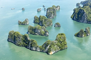 Aerial view of Karst islands, Halong Bay, Quang Ninh Province, North-East Vietnam Aerial view of Karst islands, Halong Bay, Quang Ninh Province, North-East Vietnam