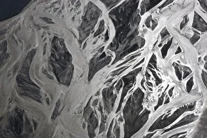 Aerial Views Gallery: Aerial view of Markarfljot river delta or estuary, SW Iceland