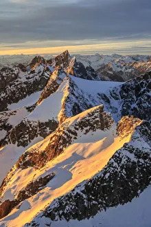 Aerial view of Masino Valley at sunset Valtellina Lombardy Italy Europe Aerial view of Masino Valley at sunset Valtellina Lombardy Italy Europe