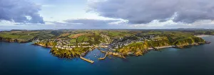 Aerial View over Mevagissey Print, Cornwall, England