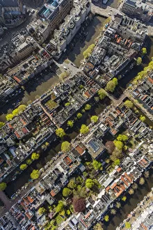 Netherlands Collection: Aerial view of the Old City Centre Amsterdam, Netherlands