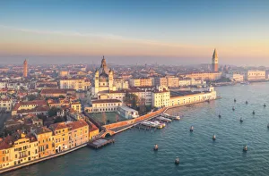 Aerial view of Punta della Dogana and Salute Church. Venice, Veneto, Italy Aerial view of Punta della Dogana and Salute Church. Venice, Veneto, Italy