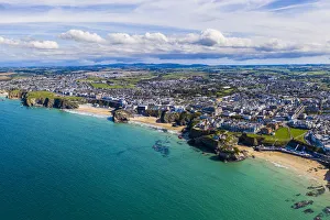 Aerial View Print of Newquay Beaches, Cornwall England