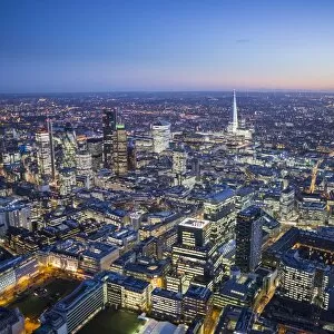 Images Dated 19th December 2014: Aerial view of The Shard and City of London, London, England