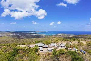 Aerial view of the Shirley Heights belvedere on hilltop, Antigua, Antigua and Barbuda Aerial view of the Shirley Heights belvedere on hilltop, Antigua, Antigua and Barbuda