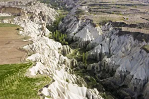 Aerial view of the Tufa rock formations and landscape, nr Goreme, Cappadocia, Turkey Aerial view of the Tufa rock formations and landscape, nr Goreme, Cappadocia, Turkey