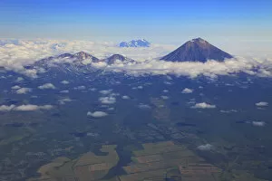 Aerial view of volcanos, Petropavlovsk-Kamchatsky, Sea of Okhotsk, Kamchatka Peninsula