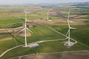 Aerial view of wind turbines, Andalucia, Spain Aerial view of wind turbines, Andalucia, Spain