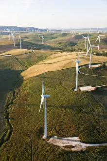 Aerial view of wind turbines, Huelva Province, Spain Aerial view of wind turbines, Huelva Province, Spain