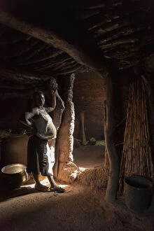 Africa, Benin, BoukumbAA┬¿. inside a Tata Somba