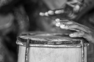 Related Images Collection: Africa, Benin, Porto Novo, Ajara. A drum player