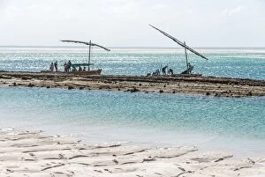 Africa, Mozambique, Bazaruto Islands. Fishermen at the Bazaruto Islands