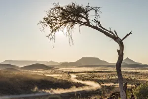 Africa, Namibia, Damara Land. Dust on a road Africa, Namibia, Damara Land. Dust on a road