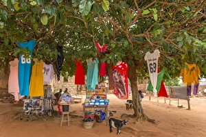 Africa, Togo, Togoville. Shop under a tree selling cloths Africa, Togo, Togoville. Shop under a tree selling cloths