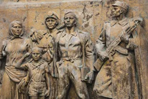 Albania, Erseke, Ethnographic Museum, Communist-era patriotic frieze Albania, Erseke, Ethnographic Museum, Communist-era patriotic frieze