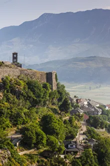 Albania, Gjirokastra, Gjirokastra Castle, elevated view, morning Albania, Gjirokastra, Gjirokastra Castle, elevated view, morning