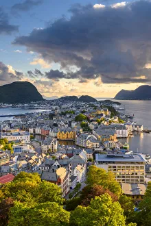 Alesund, More og Romsdal, Norway. Cityscape at sunset Alesund, More og Romsdal, Norway. Cityscape at sunset