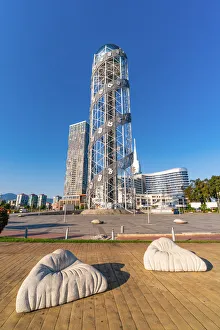 The alphabet tower, exemple of modern architecture in Batumi, Agiara region, Georgia The alphabet tower, exemple of modern architecture in Batumi, Agiara region, Georgia
