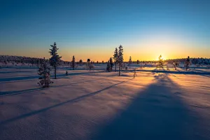 Arctic sunset, close to Saariselka, Lapland, Finland Arctic sunset, close to Saariselka, Lapland, Finland