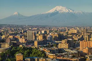 Prints of Armenia, Yerevan, The Cascade, high angle view of the city and Mt. Ararat Armenia Prints: Armenia, Yerevan, The Cascade High Angle Print