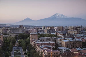 Images Dated 28th November 2014: Armenia, Yerevan, View of Yerevan and Mount Ararat from Cascade