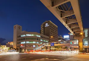 Asahibashi monorail station and downtown Naha at dusk, Okinawa, Japan Asahibashi monorail station and downtown Naha at dusk, Okinawa, Japan
