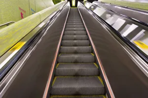Asia, China, Hong Kong, MTR station, escalator Asia, China, Hong Kong, MTR station, escalator