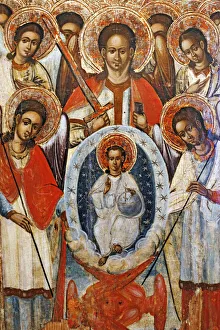 Assembly of the Archangel Michael (17 century), Volyn icon, museum, Lutsk, Volyn oblast Assembly of the Archangel Michael (17 century), Volyn icon, museum, Lutsk, Volyn oblast