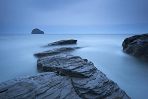 Atmospheric Trebarwith Strand on a moody evening, North Cornwall, England. Summer (June) Atmospheric Trebarwith Strand on a moody evening, North Cornwall, England. Summer (June)