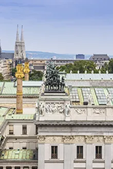 Austria, Vienna, View of City looking over the roof of the Parliment buiilding towards Austria, Vienna, View of City looking over the roof of the Parliment buiilding towards