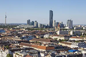 Austria, Vienna, View of city Skyline looking towards DC Tower at Donau City - to Austria, Vienna, View of city Skyline looking towards DC Tower at Donau City - to