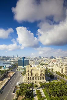 Images Dated 30th September 2012: Azerbaijan, Baku, View of city looking towards Government House, Hilton Hotel, The