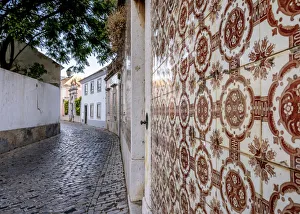 Azulejos on the street of Faro, Algarve, Portugal Azulejos on the street of Faro, Algarve, Portugal